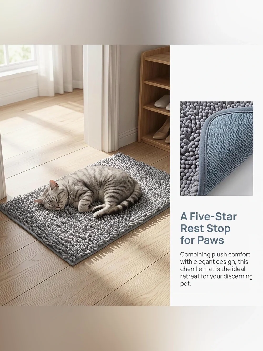 💞 New Plush Soft & Absorbent Gray  Puppy Dog Pet Mat
